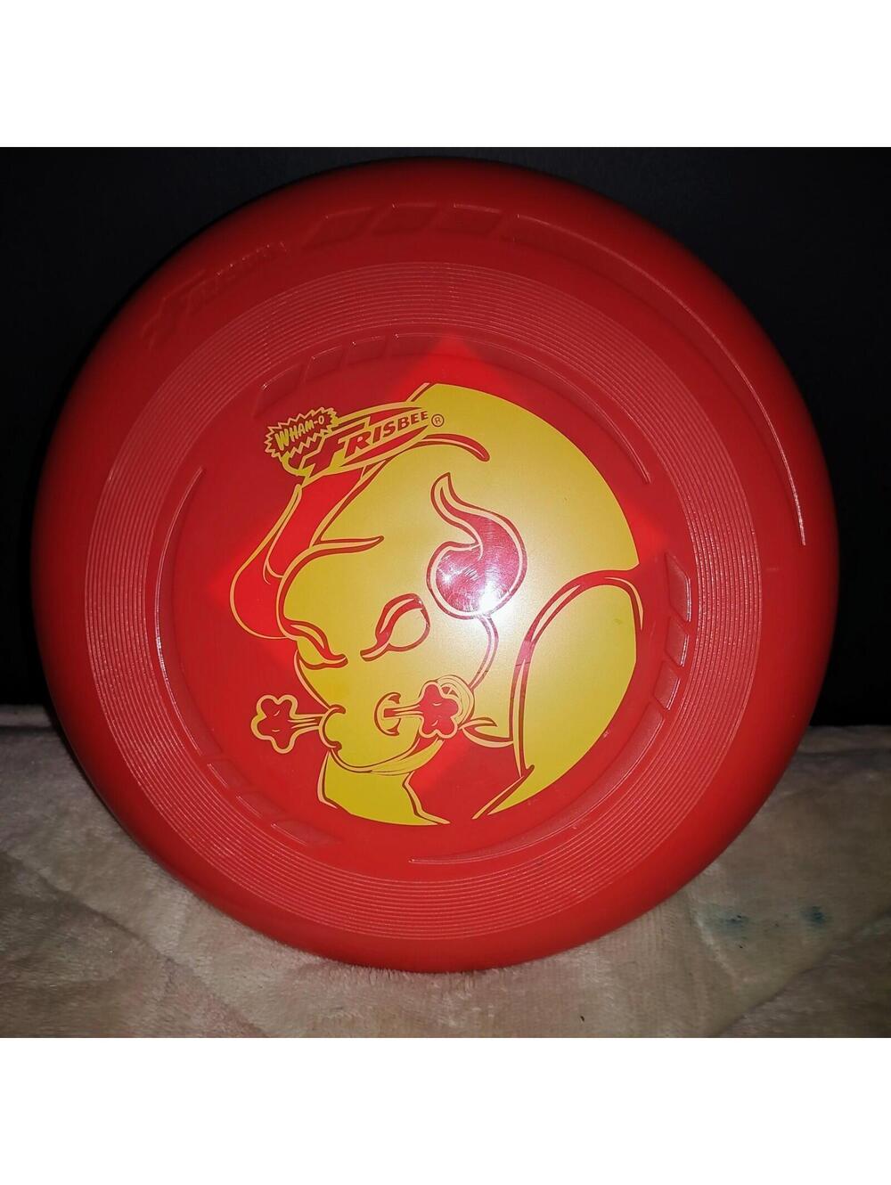 Red Wham-o Frisbee with Bull